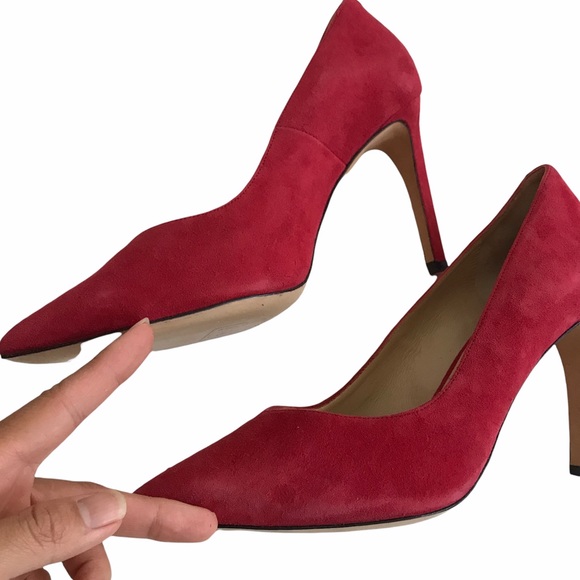 Sandro Paris red suede pump heels Sz EU 39 - Picture 13 of 16